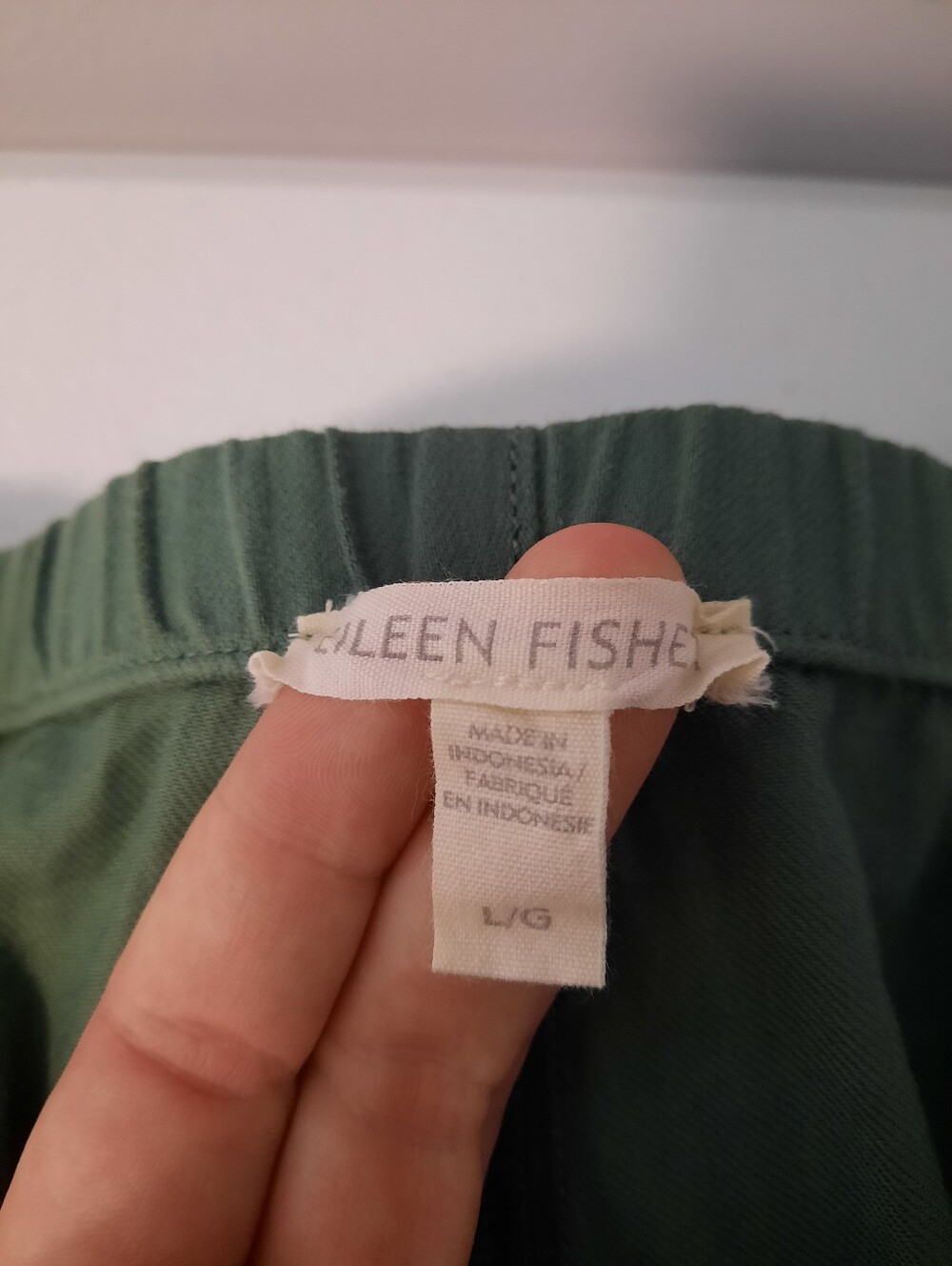 Eileen Fisher Nori Green Organic Cotton High Rise Relaxed Slim Leg Pants Large - Picture 7 of 15